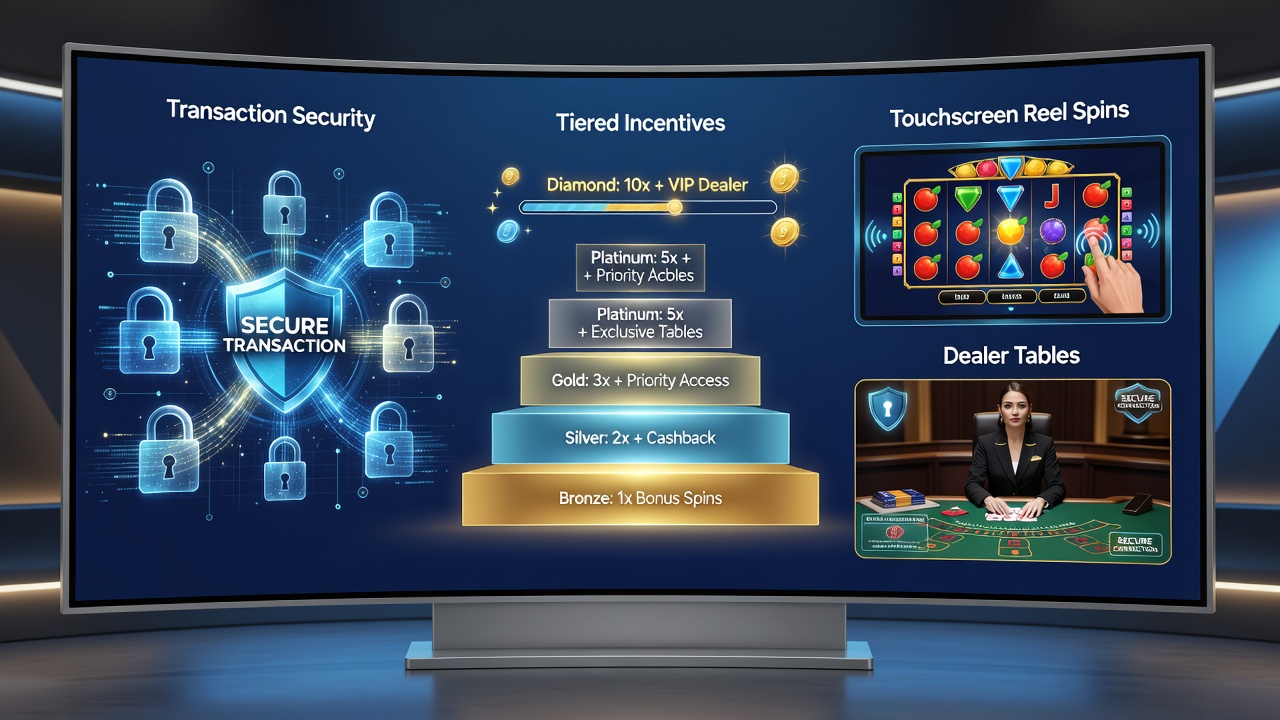Darstellung von gestaffelten Anreizsystemen und Sicherheitsfeatures in Live-Dealer- und Slot-Umgebungen